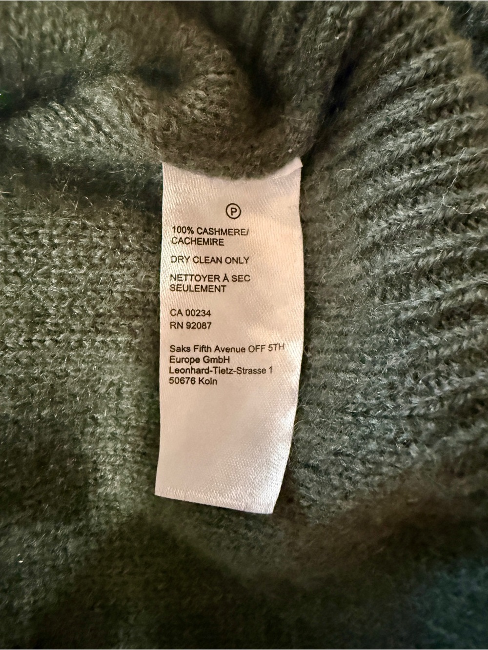 Saks Fifth Avenue Women's Green Mock Neck Cashmere Sweater - Picture 4 of 4